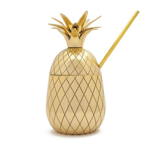 Tiki Mug - Metal Pineapple Gold 16oz by Alkademie - Alambika Canada