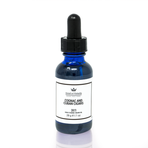 Beard oil Preshave - Cognac and cuban cigars 28g by Henri et Victoria - Alambika Canada