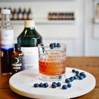 Old Fashioned au gin et aux bleuets