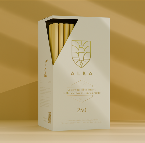 Sugarcane Drinking Straws - 15cm (pack of 250) by Alkademie - Alambika Canada
