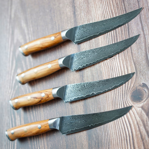 Steak Knife - Olive wood handle - set of 4 by Alkademie - Alambika Canada