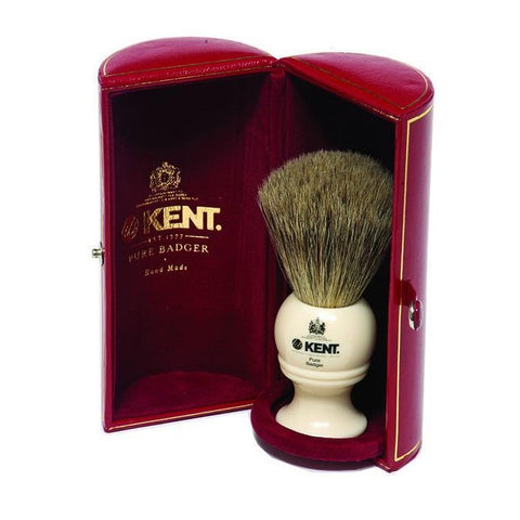 Kent Shaving Brush, Pure Grey Badger, Medium, Cream Handle by Alambika - Alambika Canada