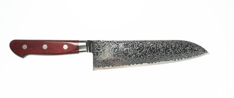 Tsunehisa A10 damas Red Santoku 180mm by Alambika - Alambika Canada