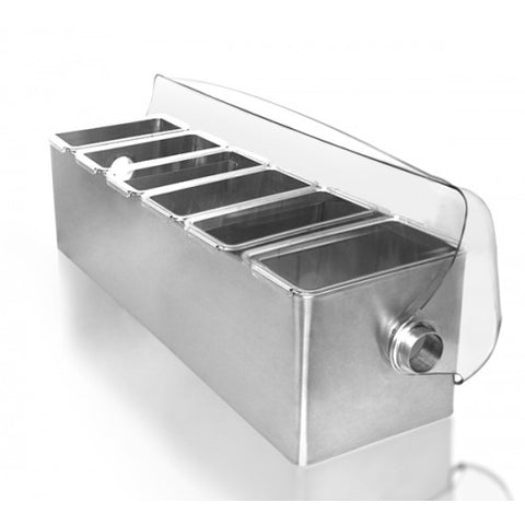 Stainless Steel Roll Top Garnish Station 6 bins by Alambika - Alambika Canada